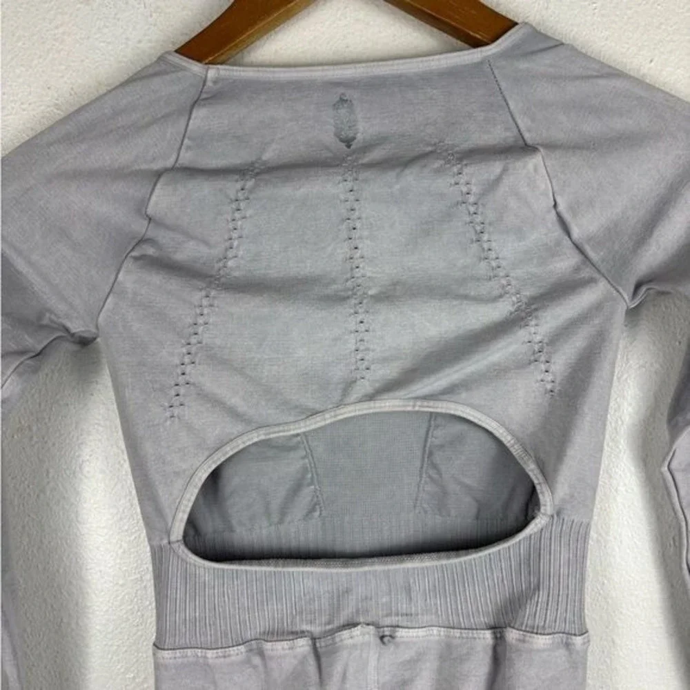 Free People Movement XS Good Karma Long‎ Sleeve Long Sleeve Jumpsuit Ice Grey